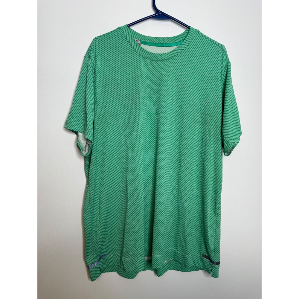 Adidas Climachill T-Shirt Mens 2XL Green Excellent Striped Performance Tee